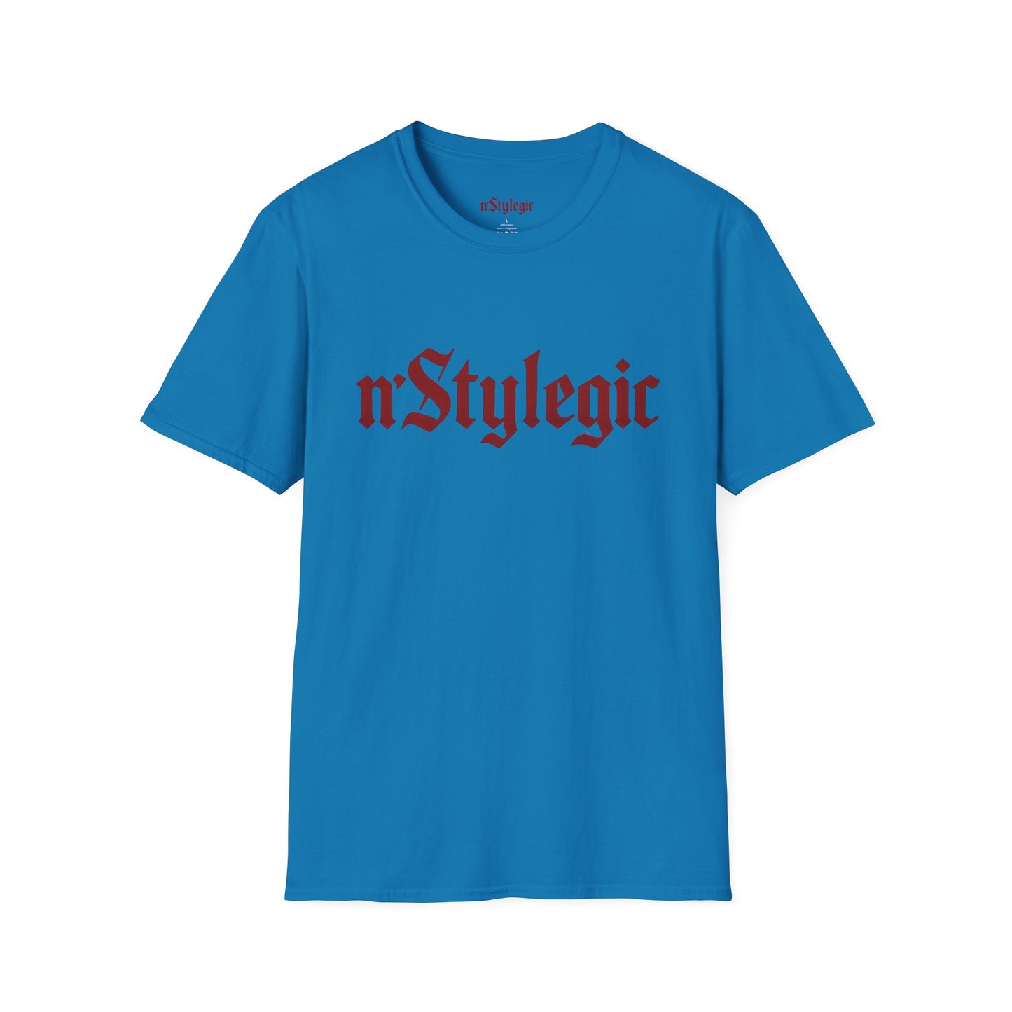n’Stylegic Logo Streetwear Tee -  logo tee streetwear minimalist graphic tee unisex n’Stylegic Logo Tee – Gothic red logo on minimalist black shirt streetwear branding