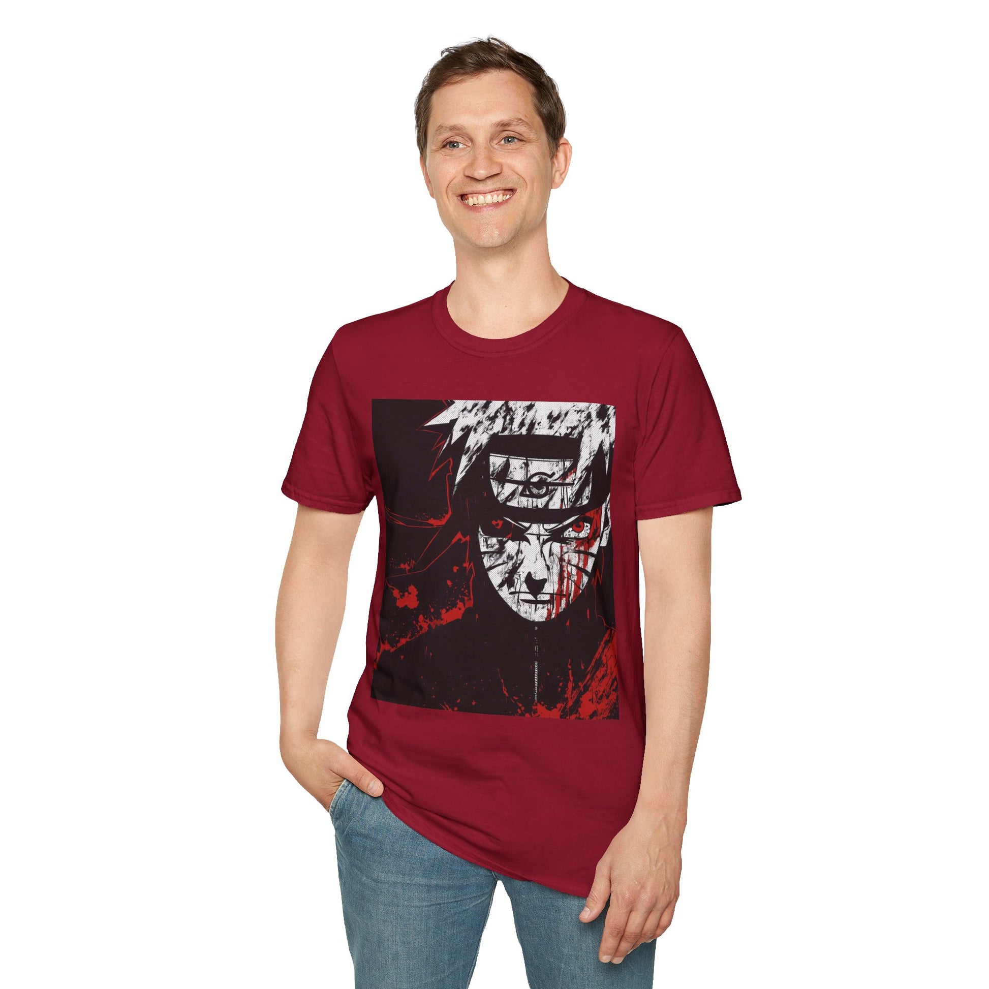 Naruto Nine Tails Tee -  naruto nine tails shinobi anime shirt graphic tee unisex Nine Tails Tee – Naruto with blood-red splashes and metal headband  