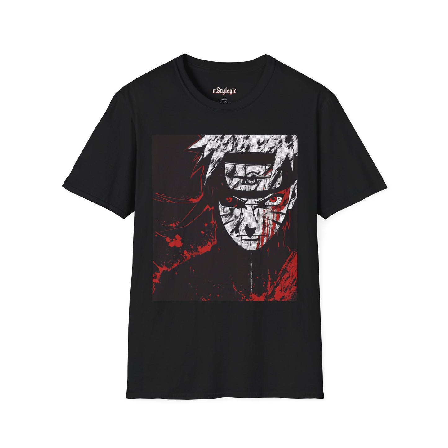 Naruto Nine Tails Tee -  naruto nine tails shinobi anime shirt graphic tee unisex Nine Tails Tee – Naruto with blood-red splashes and metal headband  